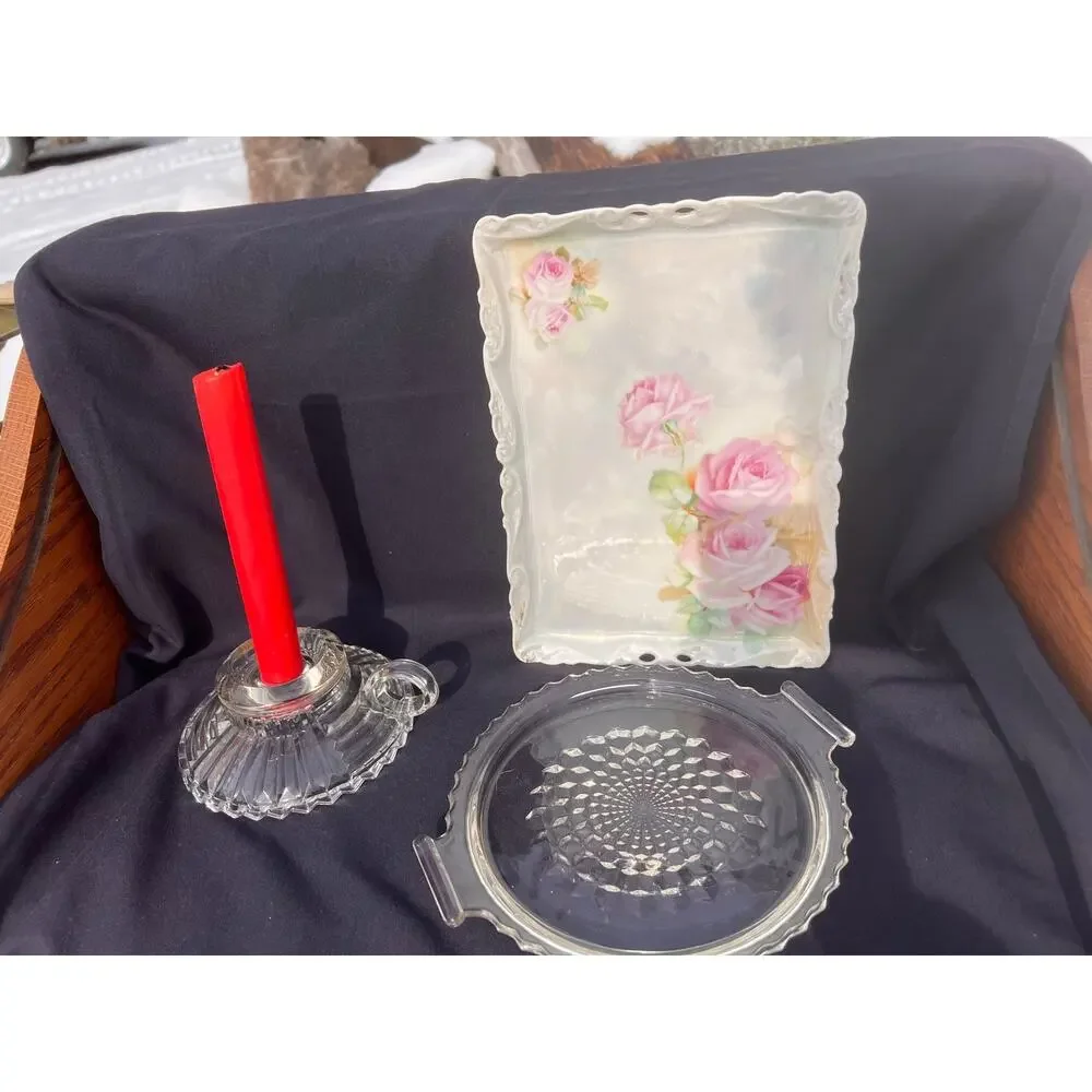 Vintage Glass Tray with handles